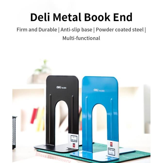 

Office & Stationery | Document Organizer | Deli Book End / Penahan Buku - Metal Book End 228Mm - Hitam (E9263) | Best Seller