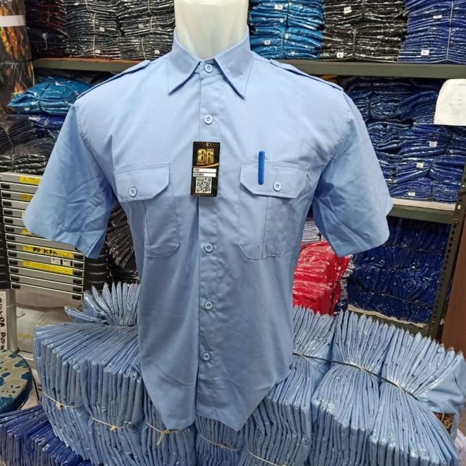 kemeja seragam biru telur asin pendek / seragam Pdh biru telor asin PRAKTIS