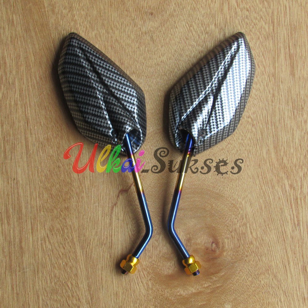 Spion Motor Karbon l Spion Thailook Style Carbon BG Model Jupiter Two Tone Asli Bakaran Universal Yamaha Tangkai Panjang Kualitas Standar Original Murah