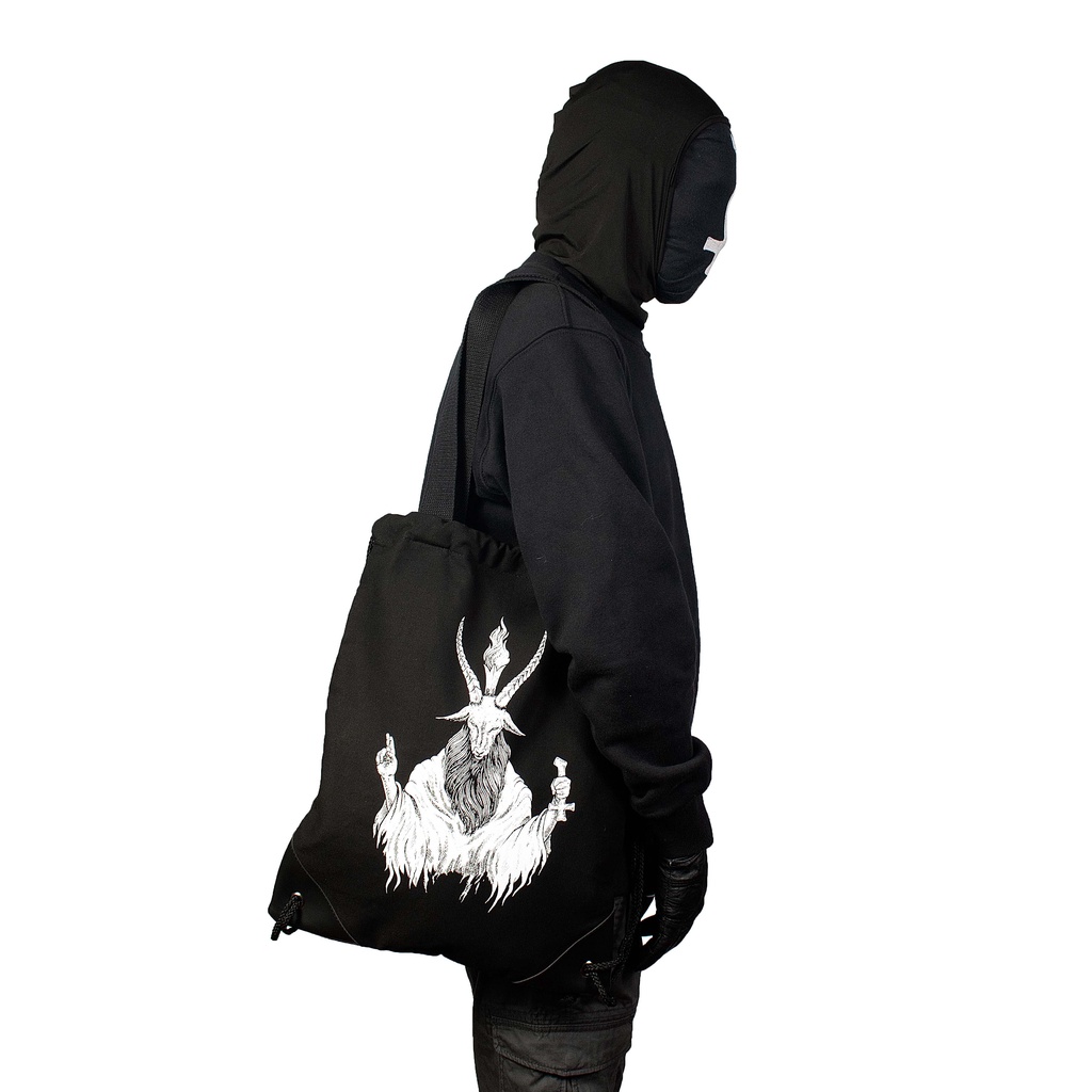 Heretic - Drawstring Backpack Tote Bag - Baphomet