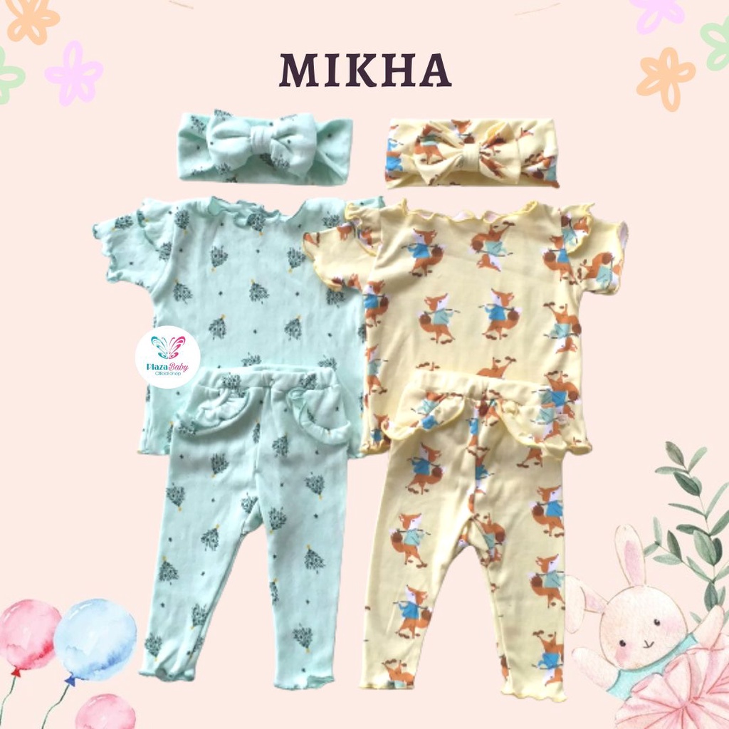 SALE 10.10 Plazababyku MX MIKHA setelan bayi motif bunga yang lucu free headband PART2