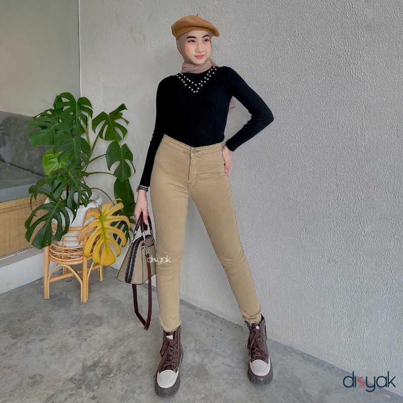 DISYAK - HIGHWAIST Cappucino Premium Soft Jeans Strecth 7007-9007