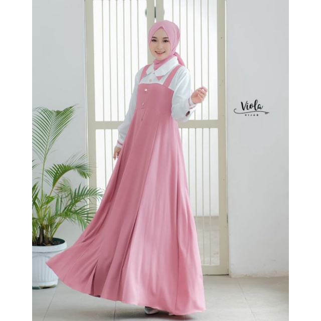 Alisha Dress | Gamis Remaja Simple Terbaru | Viola Maxi | Dress Wanita Busui Polos Bahan Ity Crepe Model Overall