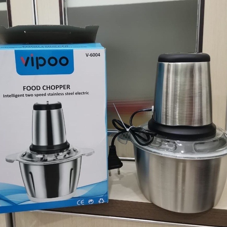 Blender Chopper Sayur Daging Vipoo V-6004 Stainless Steel // Mesin Pelumat Daging / Penghancur Buah