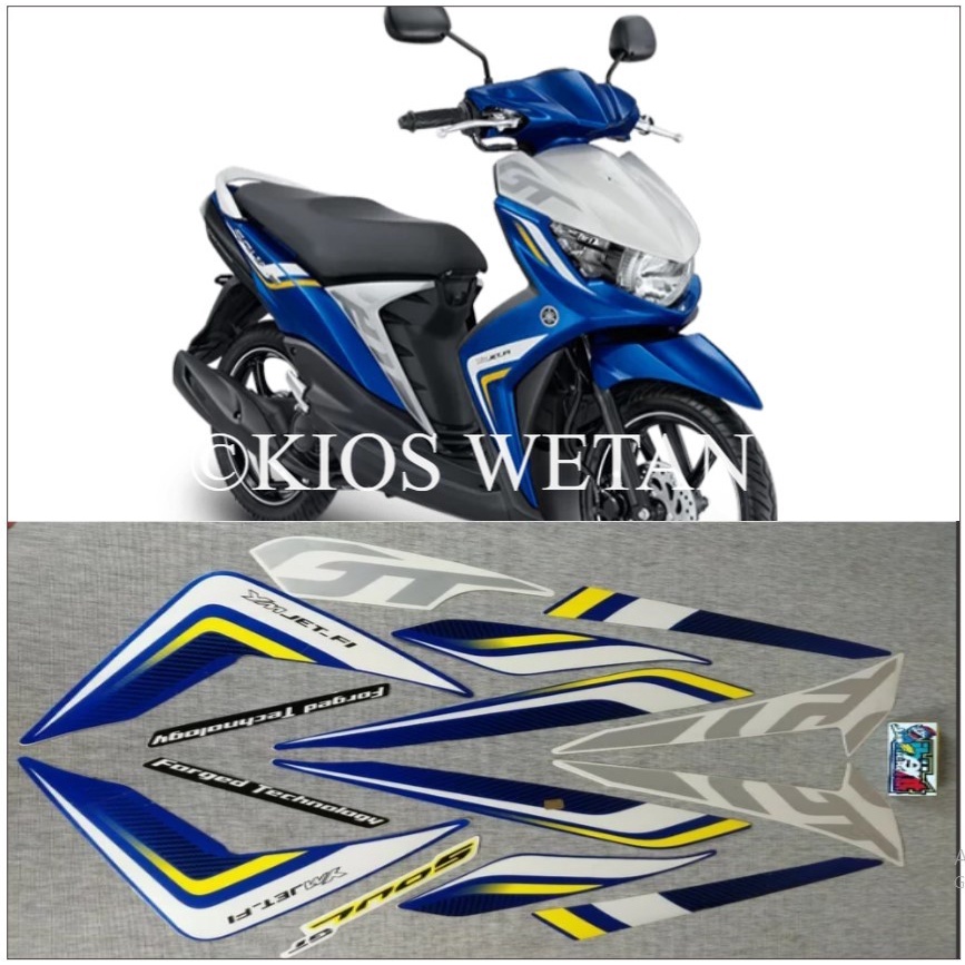 STRIPING MIO SOUL GT BIRU TAHUN 2014 STIKER LIS STANDAR ORI YAMAHA STIKER POLET