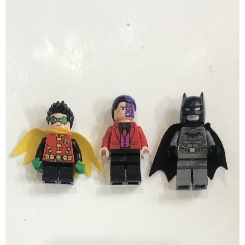 lego minifigure set batman, two face, robin