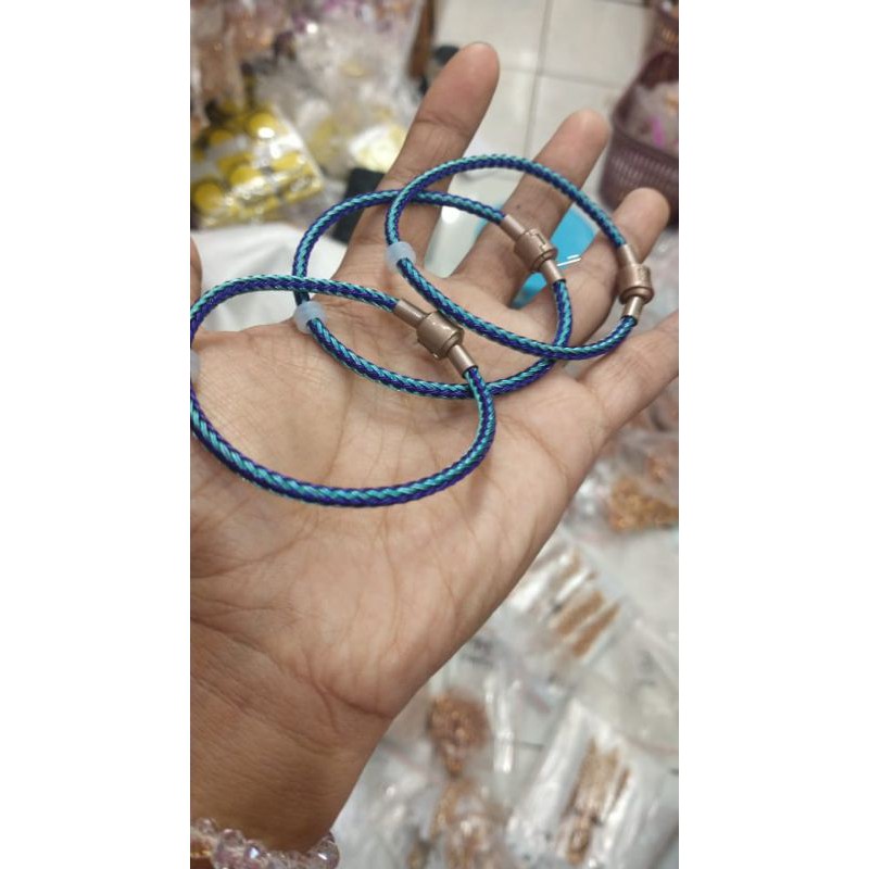 Gelang tali kawat kuncian swasa 3mm (free stoper 2pc)