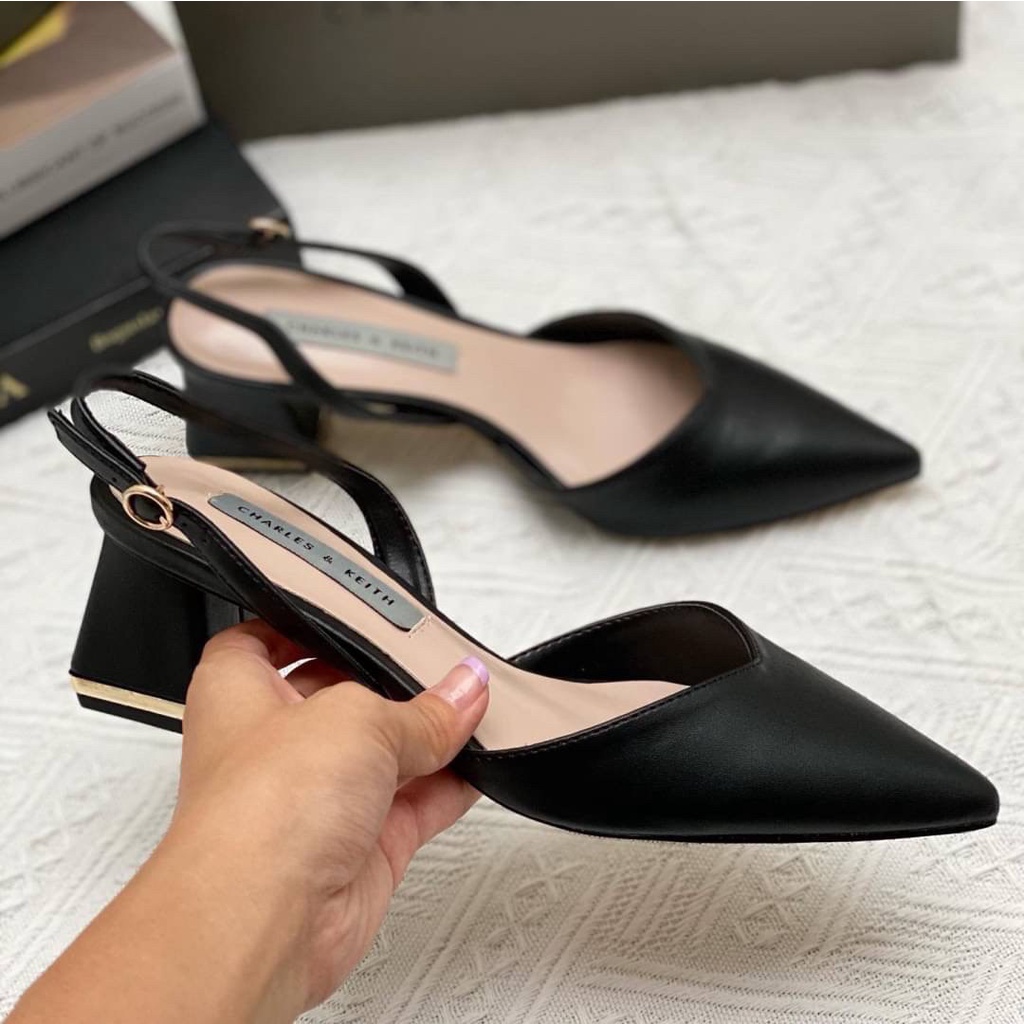 SEPATU WANITA CKS433 TRAPEZE HEELS SLINGBACK PUMPS PREMIUM IMPORT