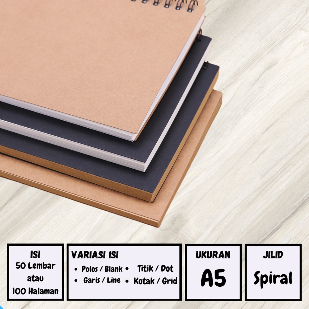 

Simple Notebook / Diary Book/ Jurnal Book / Sktech Book A5 (Jilid Spiral)