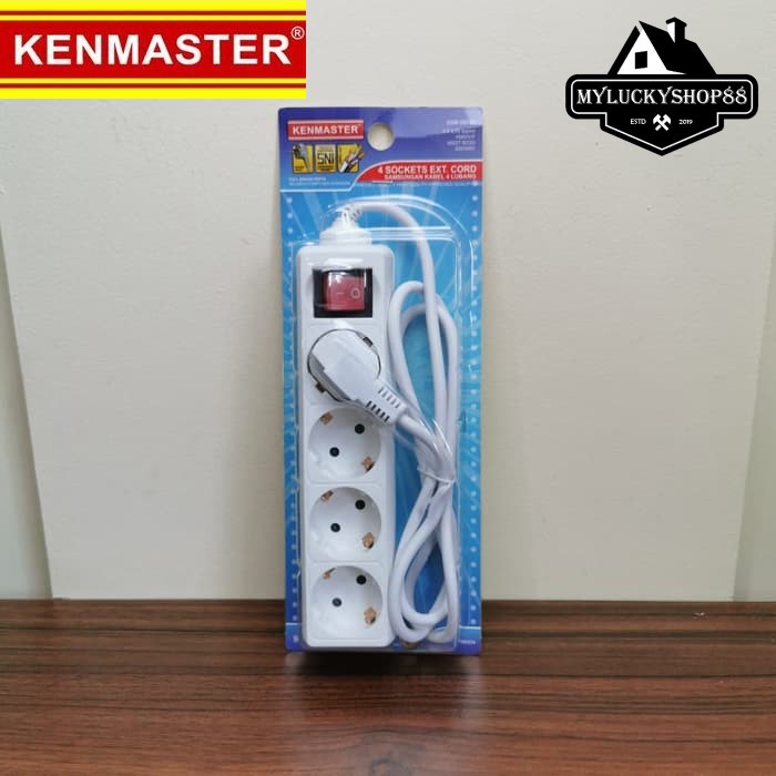 KenMaster Stop Kontak Colokan Listrik 4 Socket Lubang Soket F1 304BLS