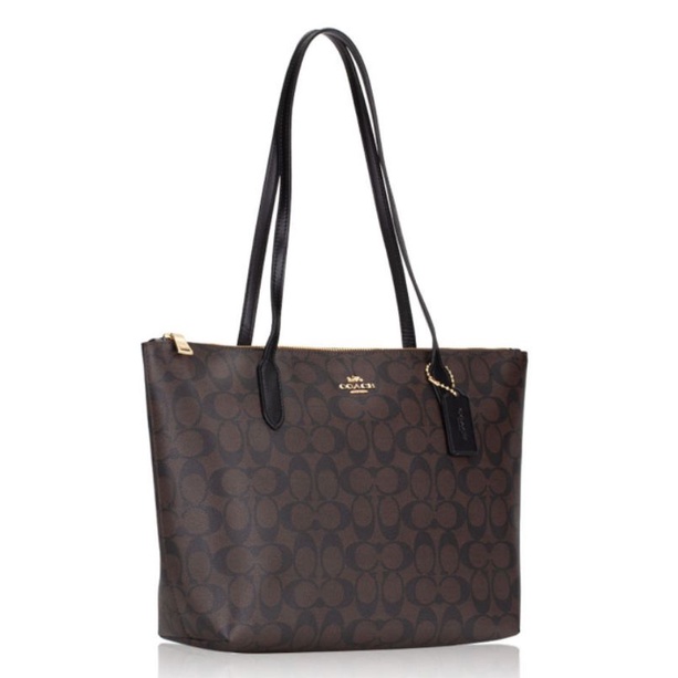 Coach Signature Zip Tote Mahogany (C4455)