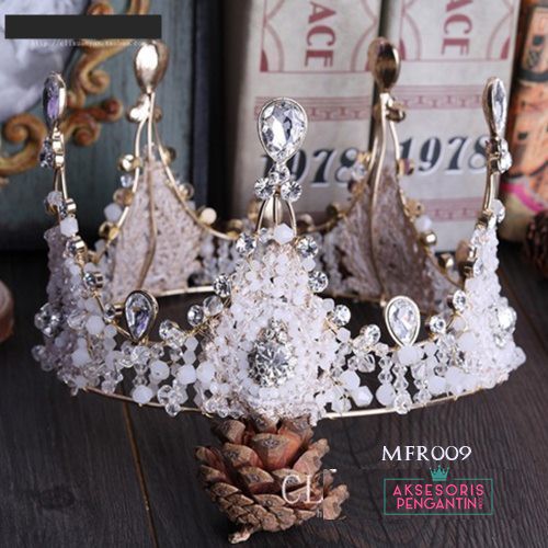 [BISA COD] CROWN WEDDING MAHKOTA PESTA PENGANTIN FULL ROUND TIARA PREMIUM MFR009
