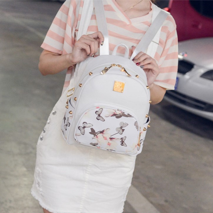 Tas Ransel Wanita Mini Fashion Korea Style Tas Punggung Motif Backpack Bag Cewek Kulit PU Azgalery T59