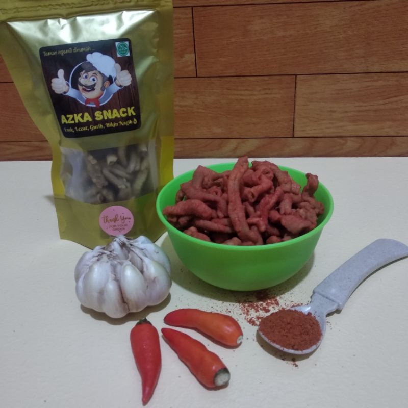 

Kripik Usus Pedas Snack Usus Krispi Keripik Usus Rasa Enak Kemasan 35gr 50gr 90gr