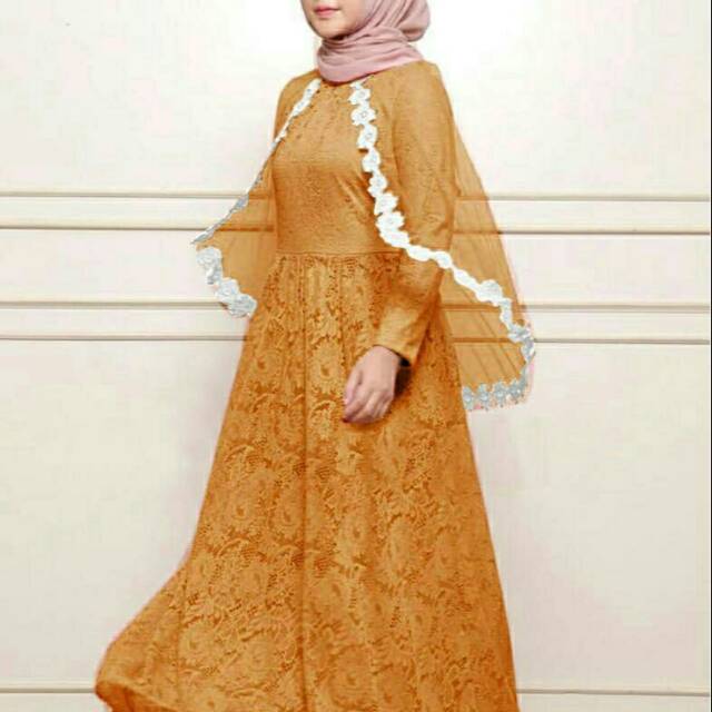 LONG MAXY FROZEN MUSTARD  NON PASHMINA , BHN BRUKAT KOMB FURING,CAPE NYAMBUNG BHN TILE LEBAR