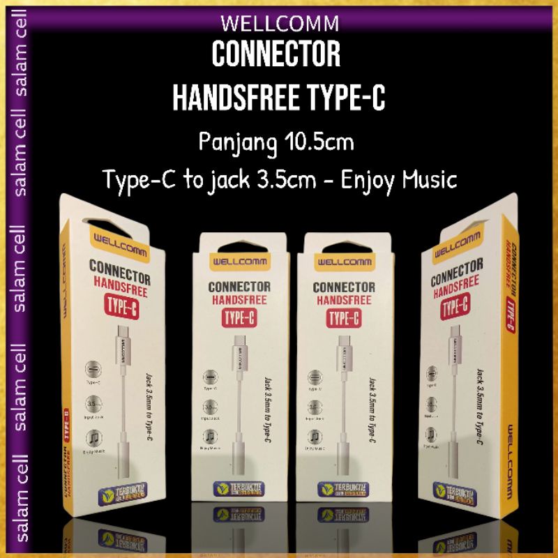 Connector Headset Handsfree Type-C to Jack 3.5cm WELLCOMM Bisa untuk semua type HP