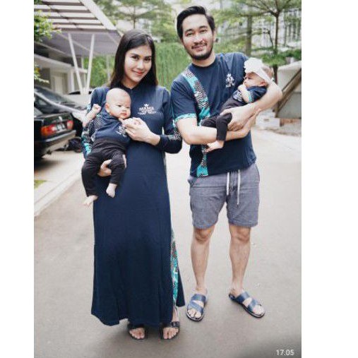 Koko Gamis Family SET NAVY FM TOSCA / Baju Muslim Keluarga / COD - PROMO RAMADHAN