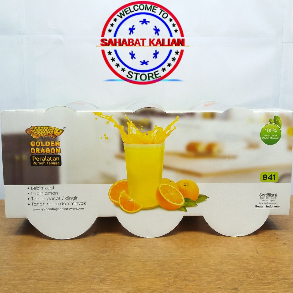 (6 PCS) GELAS PLASTIK GOLDEN DRAGON 841 550ML