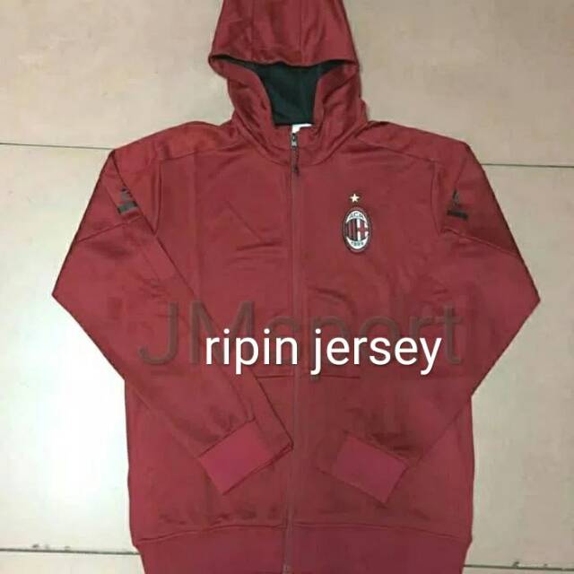 Jaket Bola Ac Milan  Hoodie 2018_2019 Grade ORI