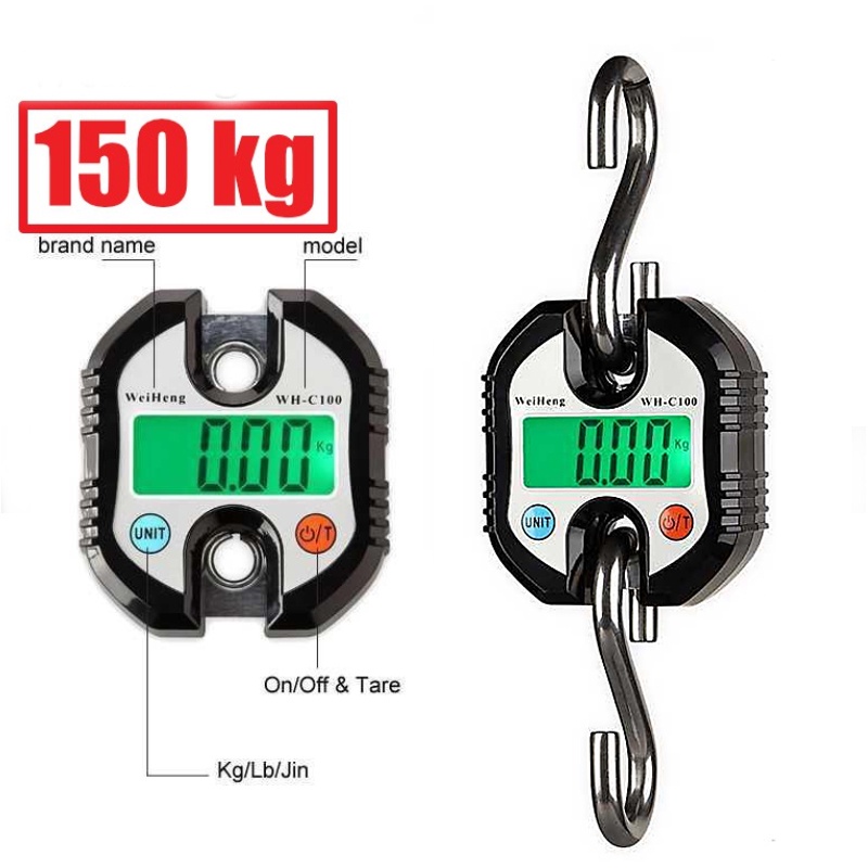 MINI 150 KG Timbangan Gantung Besi Digital LED Orange LCD Smart Crane Hook Scale Hanging 150Kg