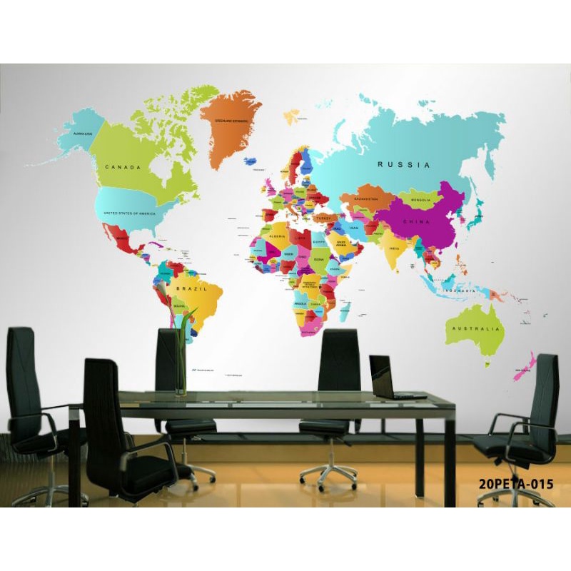 Wallpaper Dinding 3D Custom Peta Dunia (20-015)