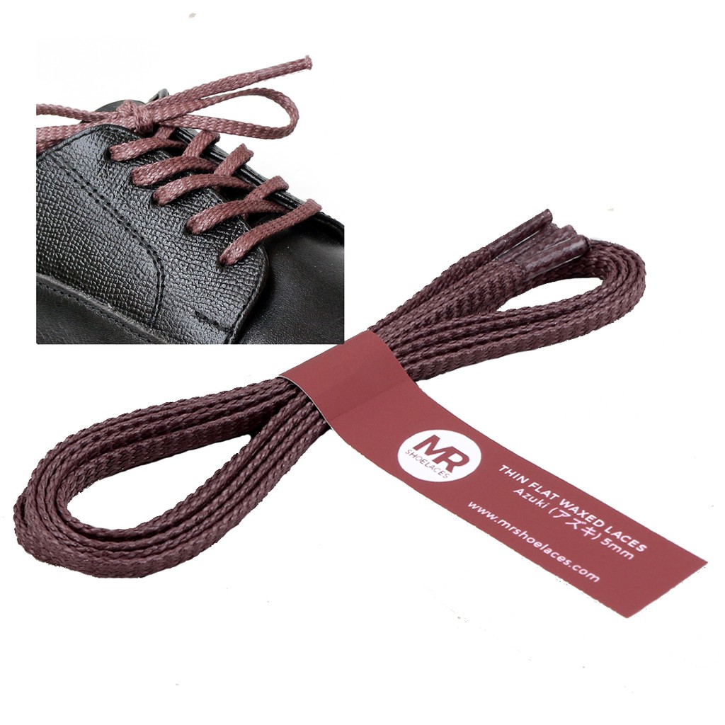 MR Shoelaces TH08 Azuki (Moka) Tali Sepatu Lilin Gepeng Thin 3-4mm (Waxed Laces) 50cm 80cm 100cm 120cm 150cm Mocha