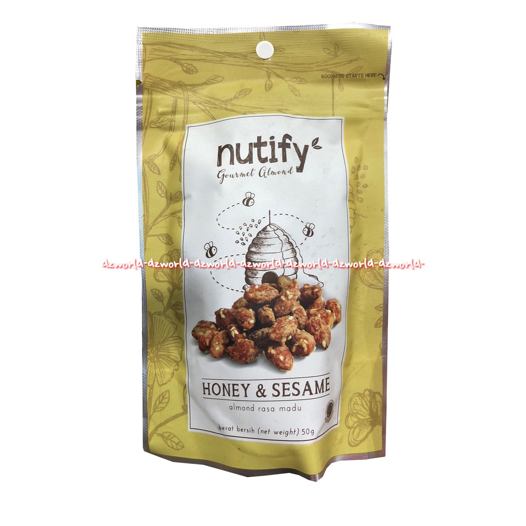 Nutify Kacang Almond Rasa Coklat 50gr Chilli Honey &amp; Sesame  Garlic &amp; Sea salt Cemilan Kacang Sehat