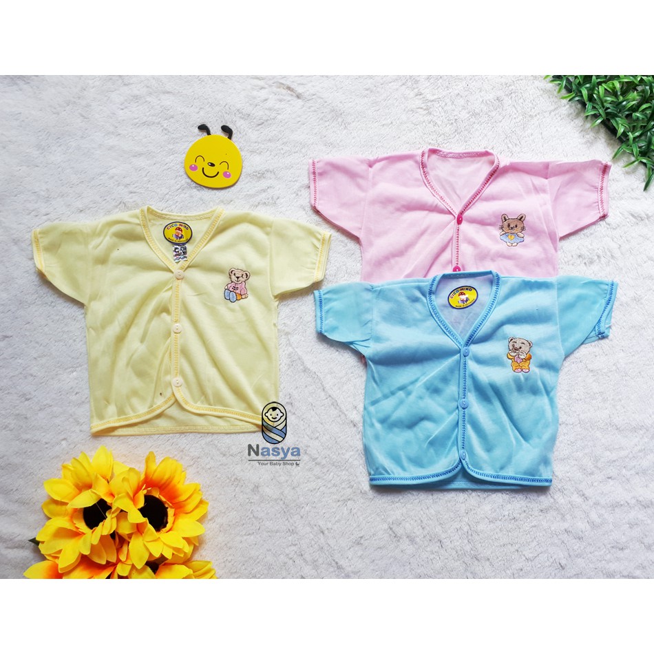 [B-012a] Baju Bayi Sweet Love Tangan Pendek Polos MURAH (isi 6 PCS)