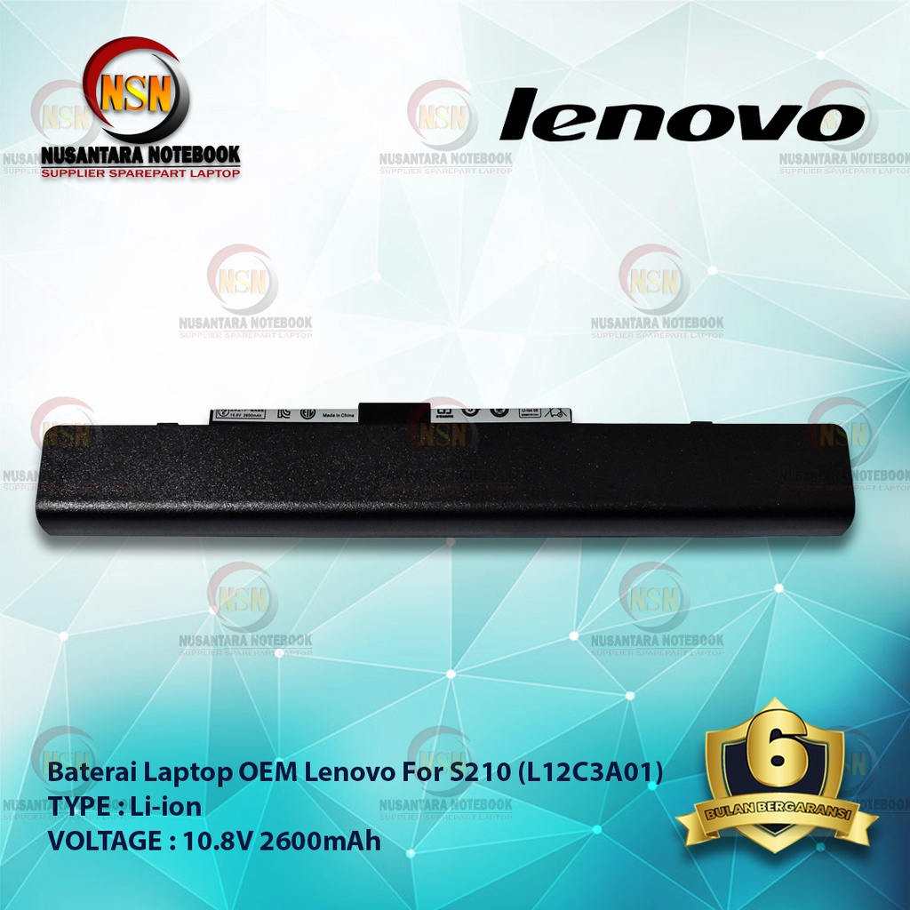 Baterai Laptop OEM Lenovo For S210 (L12C3A01) 10.8V 2600mAh