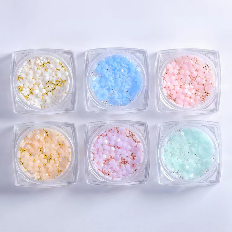 Nail Art Flower 3D Redin Hiasan Bunga Wedding Nail Mix Sized 3D Flower Hiasan Kuku