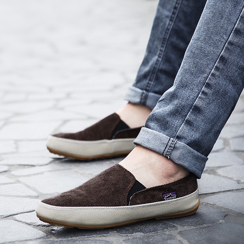 COD Kanvas Import Sepatu Kekinian Casual Pria Slip On Shoes Kasual Santai Karet Pantofel Terbaru Tanpa Tali Fashion Keren 099