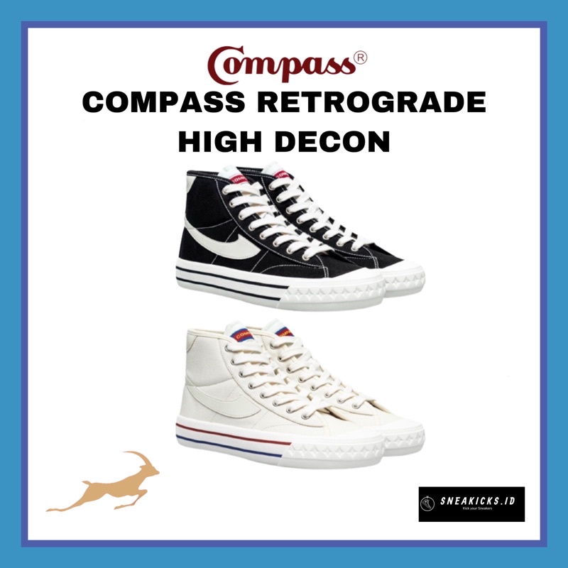 [ORIGINAL] SEPATU COMPASS RETROGRADE HIGH DECON BLACK WHITE / CREAM