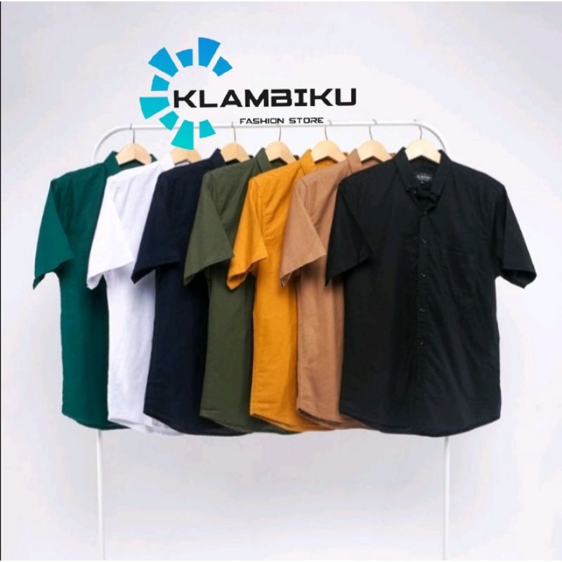 Kemeja polos pria formal casual lengan pendek/kemeja army