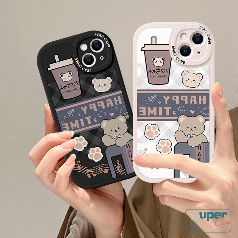 REDMI Casing TPU Lembut Xiaomi Redmi9 12C A1 9A 10A 10 9T 10C 9C NFC Note 11Pro 10 8 9 9s 10s 11 11s 9pro 10pro Max POCO F4 M3 X3 Pro X3 NFC Lovely Kartun Beruang Milk Tea Silicon Sarung