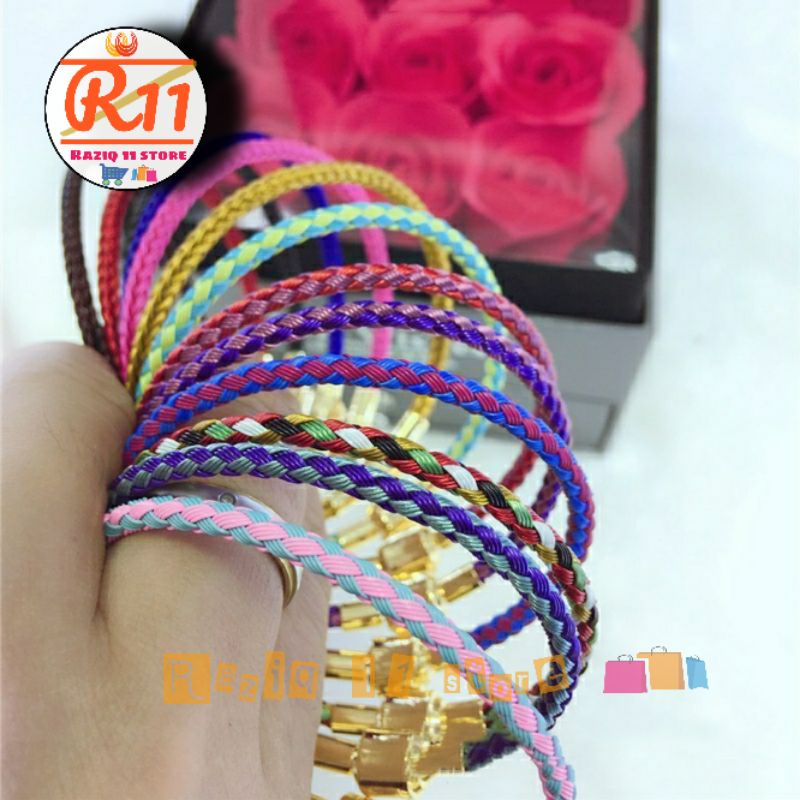 Gelang Tali Kawat Anti Air Waterproof Pandora Varian Mix Pengait Gold