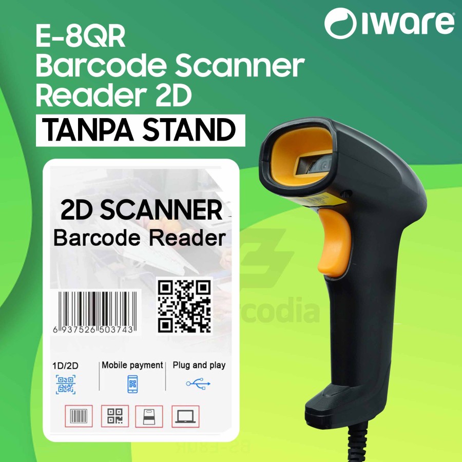 BARCODE SCANNER IWARE 1D 2D USB BLUETOOTH WIRELESS HIGH SENSITIF