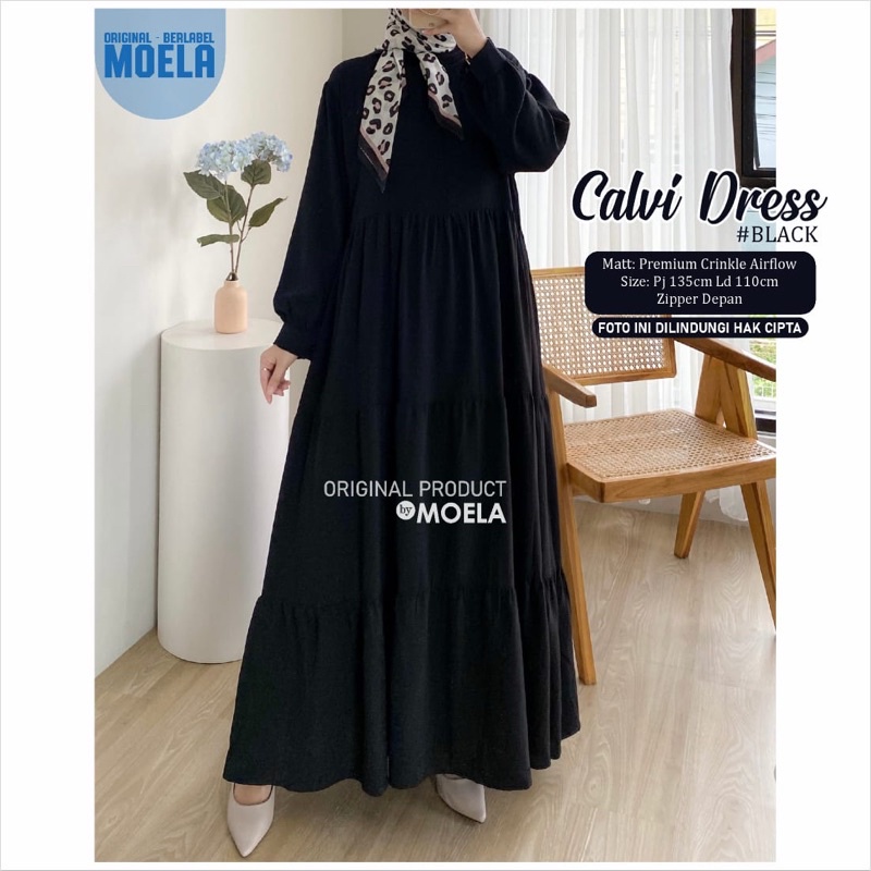 CALVI DRESS BLACK BY MOELA/CRINKLE AIRFLOW PREMIUM MURAH KEKINIAN