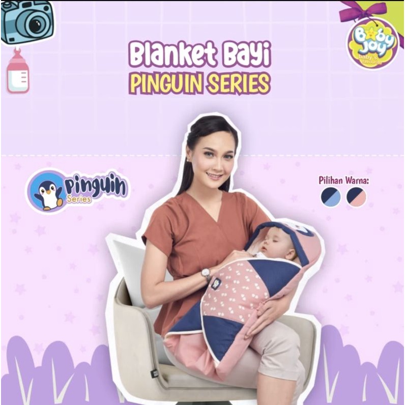 Baby Joy Baby Blanket Selimut Topi Bayi Pinguin Series - BJB 5018