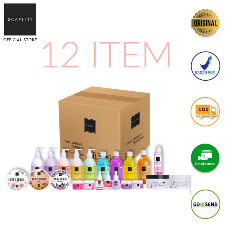 Paket Hemat Scarlett Whitening Paket Reseller 12 Item perawatan wajah paket kecantikan