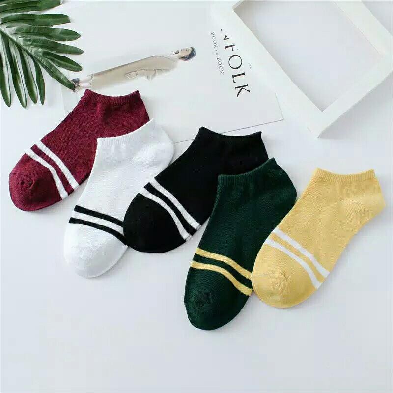 Kaos Kaki Motif Garis Korea Ankle Cute