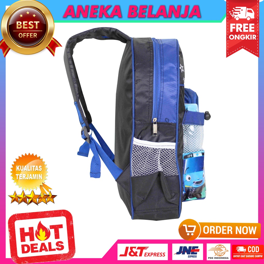 BONUS Botol Minum | Tas Ransel Fahion Anak Tas Backpack Little Bus Biru Cowok Laki Laki Lucu Imut