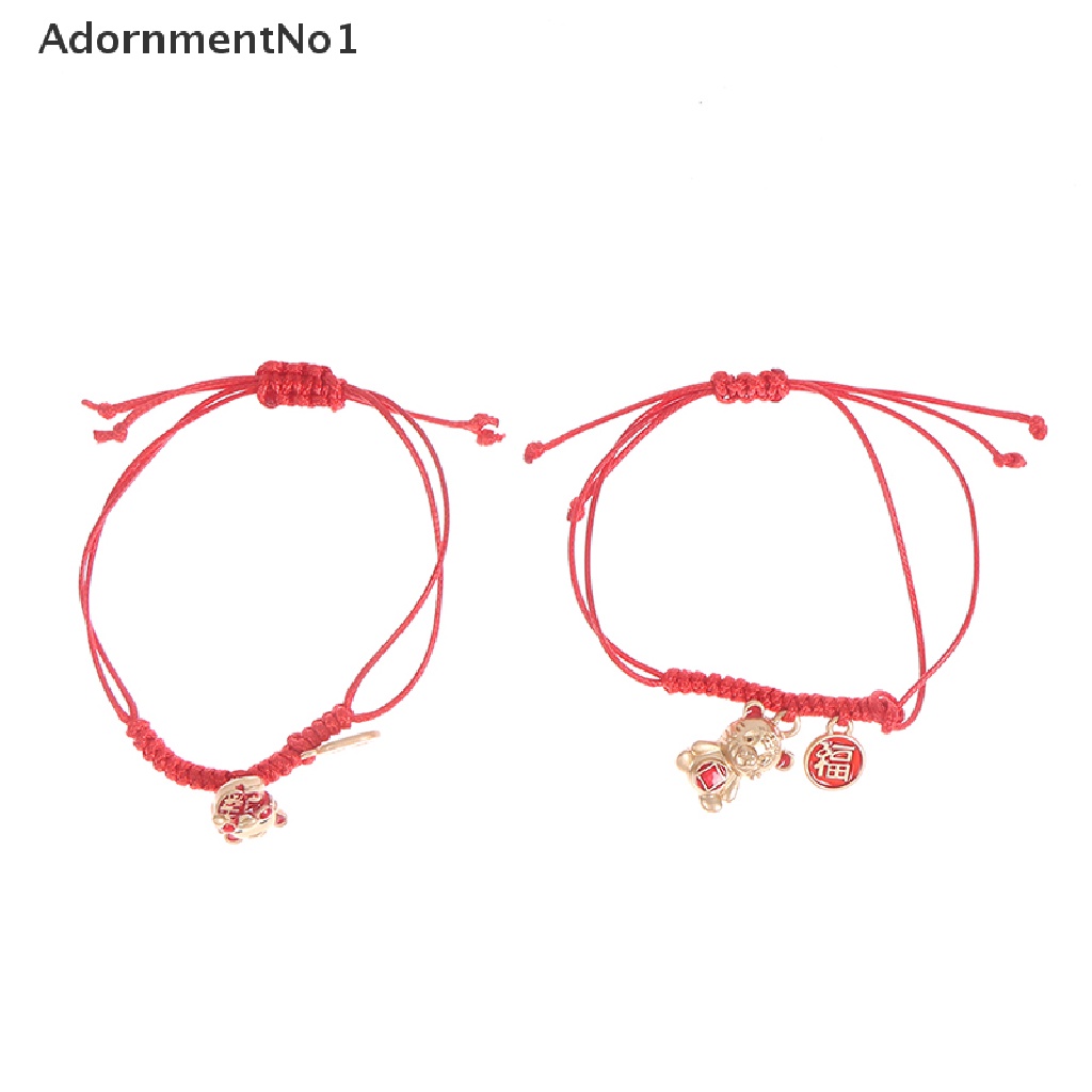 (AdornmentNo1) 2022 Gelang Tangan Tali Merah Handmade Aksen Liontin Macan Untuk Tahun Baru Cina / Imlek