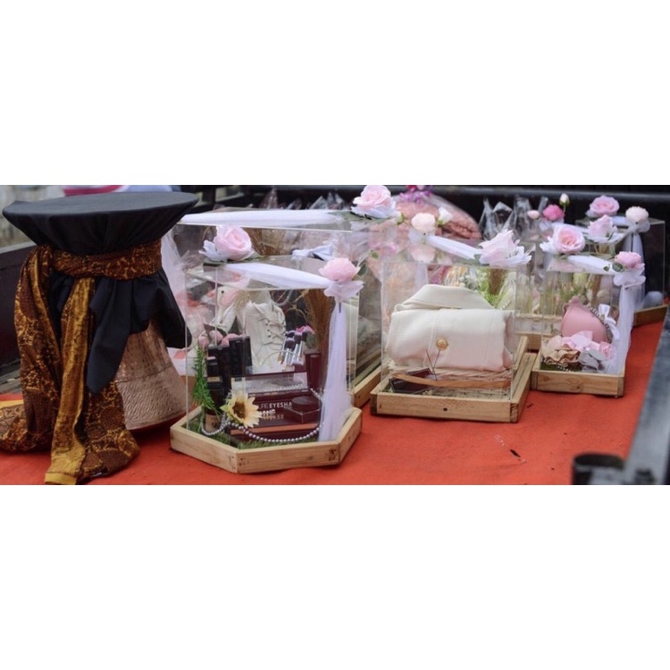 Paket Box Mahar Akrilik Hexagon 8 Ukuran