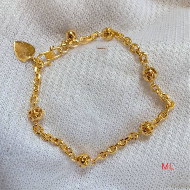 Gelang Lapis Emas Rantai mix Bola warna 24k G08250