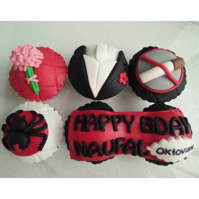 

birthday cake ulang tahun tema custom 6pc