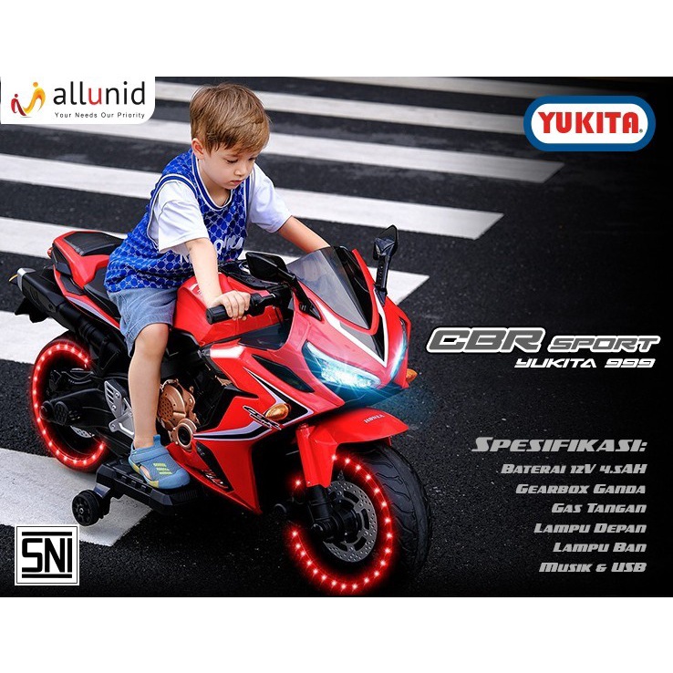 Mainan Anak Motor Aki CBR Sport - YUKITA 999 Motoran Balap Hadiah Kado