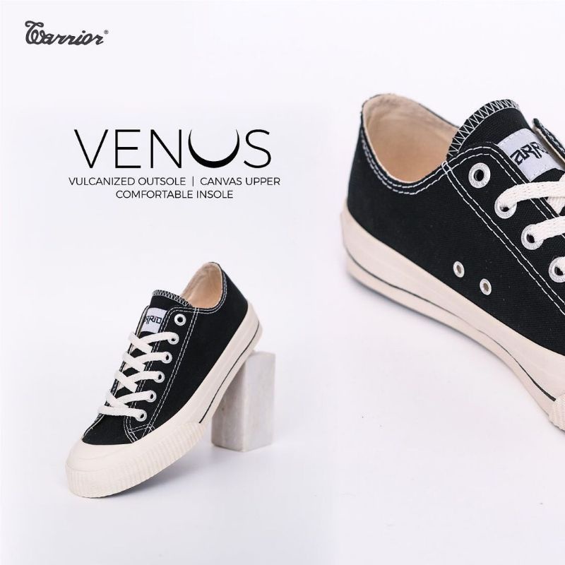 SEPATU WARRIOR VENUS LOW BLACK WHITE ORIGINAL WARRIORS VENUS POSEIDON RAINBOW TRISTAN