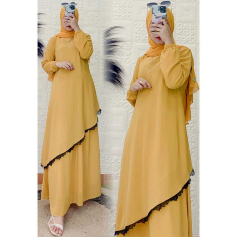 Gamis Malaysia Miring Renda