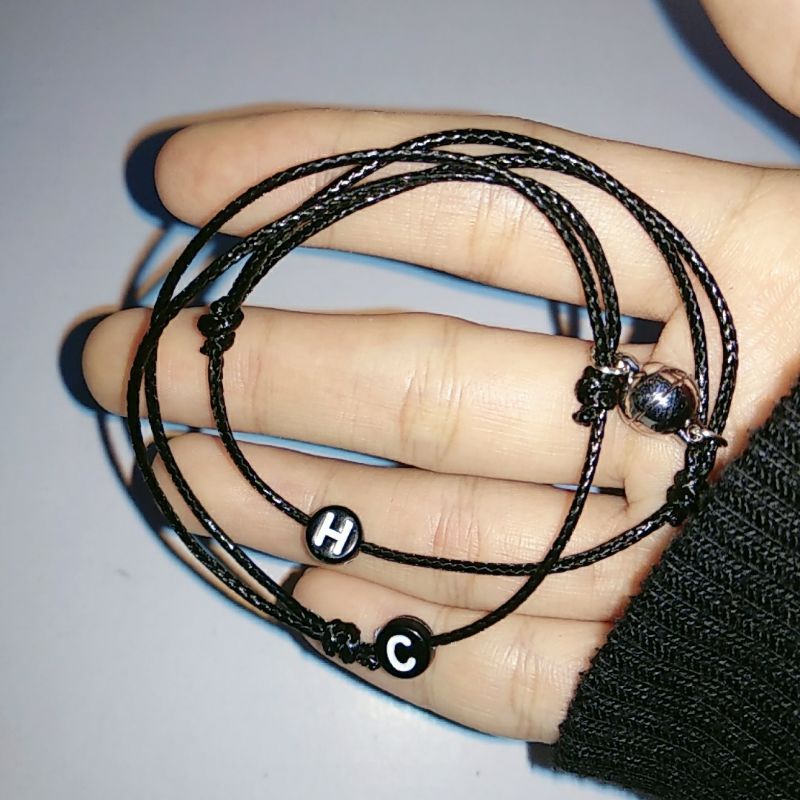 (READY STOK) A-Z COD GELANG COUPLE MAGNET INISIAL HURUF PASANGAN SAHABAT CUSTOM GELANG COWO CEWE BES