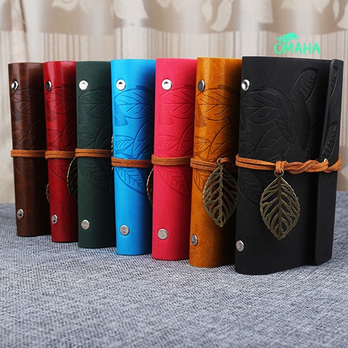 (OM) Buku Notebook / Catatan / Diary / Jurnal / Sketsa Cover Kulit Imitasi Dengan Tali + Hiasan Daun